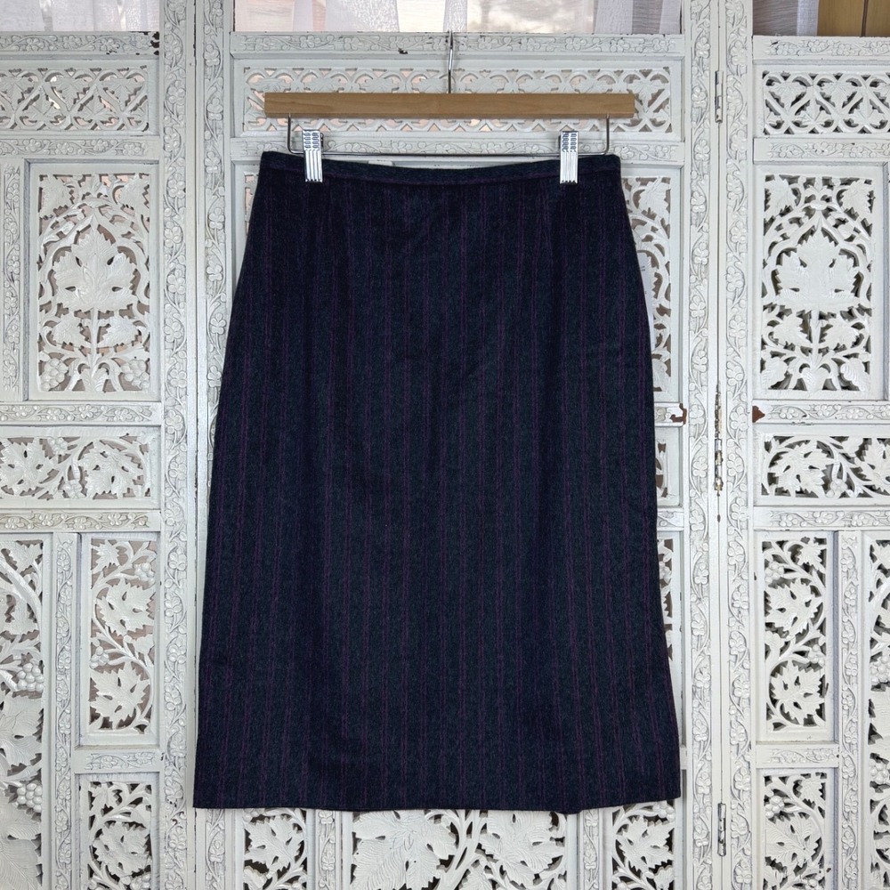 NWT Dana Buchman Wool Cashmere Pencil Skirt Pinstripe Academia Career‎ Preppy